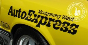 Original Montgomery Ward decal on 1989 race car.